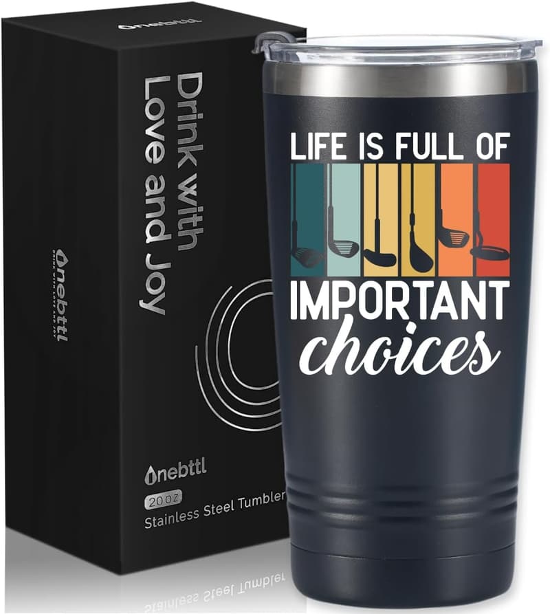 Father's Day Funny Golf Tumbler Gift for Men - 20oz Black