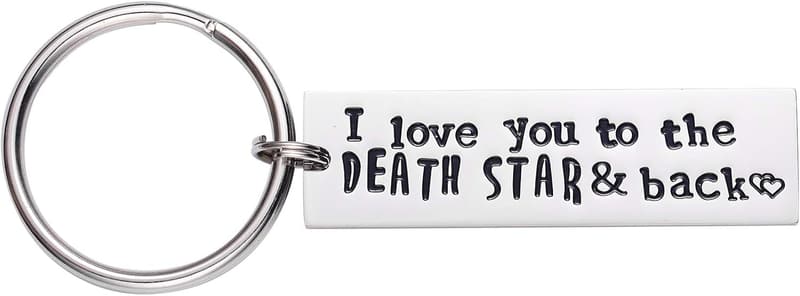 I Love You to the Death Star Keychain for Sci-Fi Fans