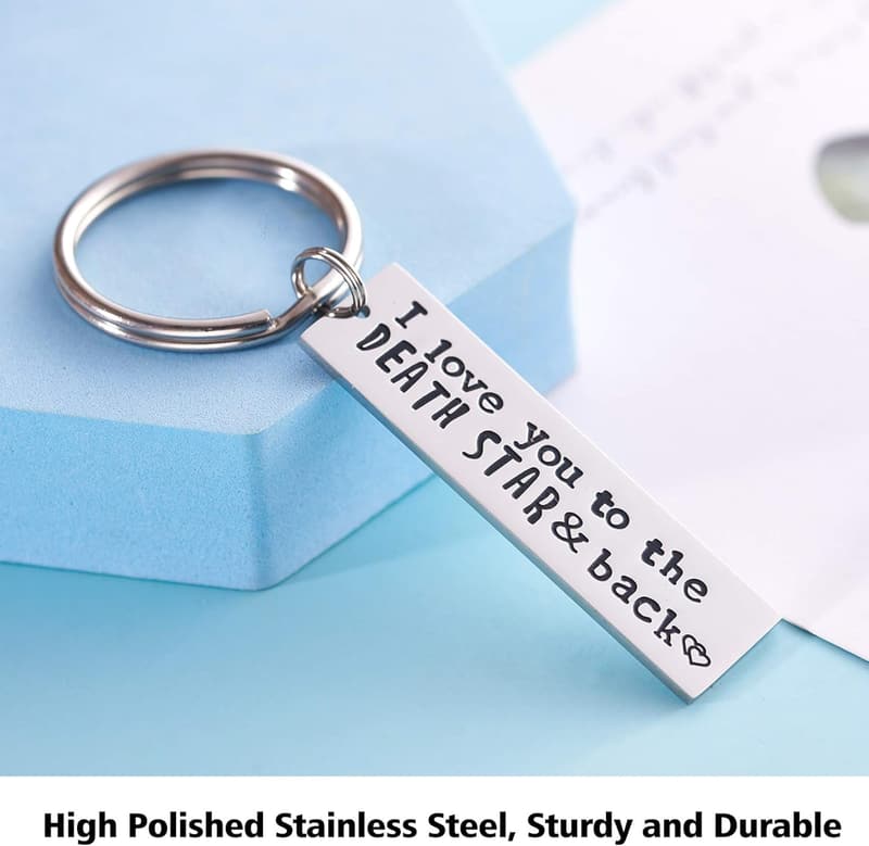 I Love You to the Death Star Keychain for Sci-Fi Fans