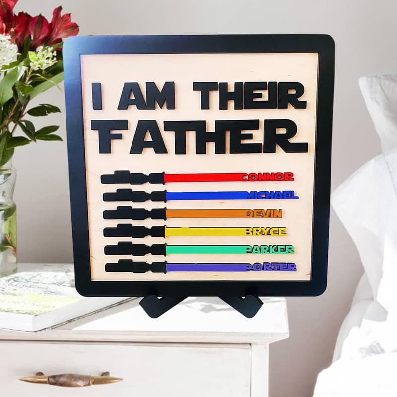 Father's Day Personalized Engraved Wooden Sign for Dad