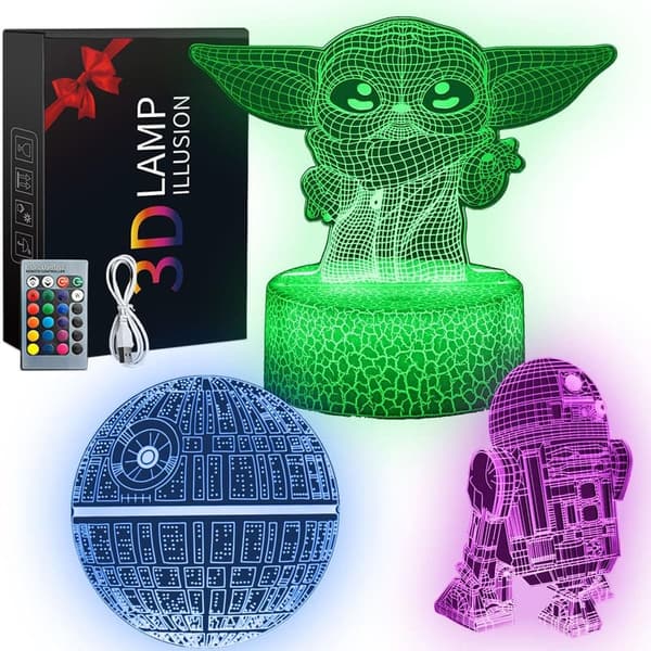 Baby Yoda 3D Illusion Night Light - 7 Color LED Lamp