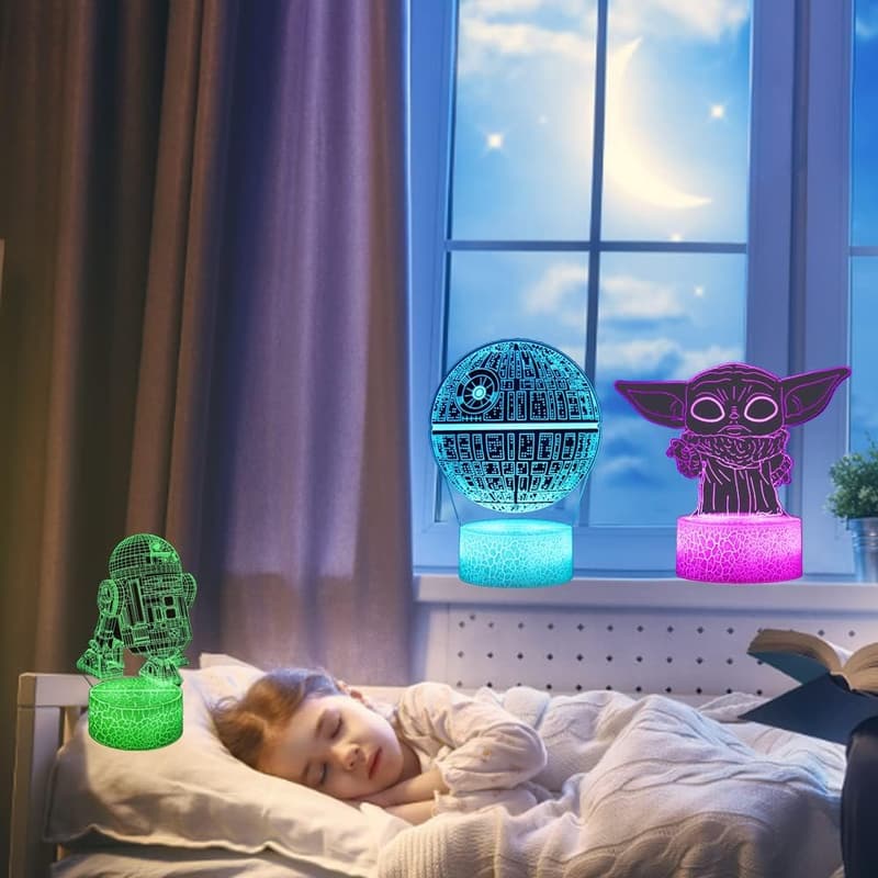 Baby Yoda 3D Illusion Night Light - 7 Color LED Lamp