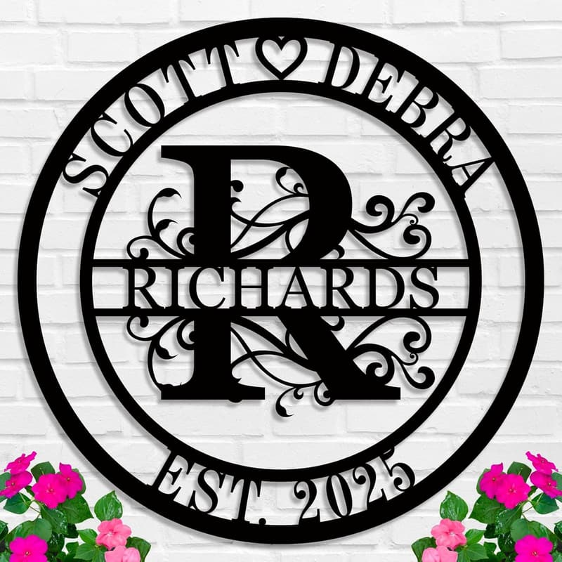 Personalized Wedding Monogram Metal Sign for Couples