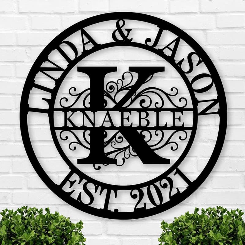 Personalized Wedding Gift: Custom Metal Family Name Sign