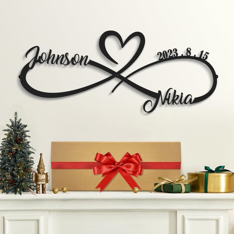 Personalized Couples Metal Sign - Infinity Heart Wall Decor