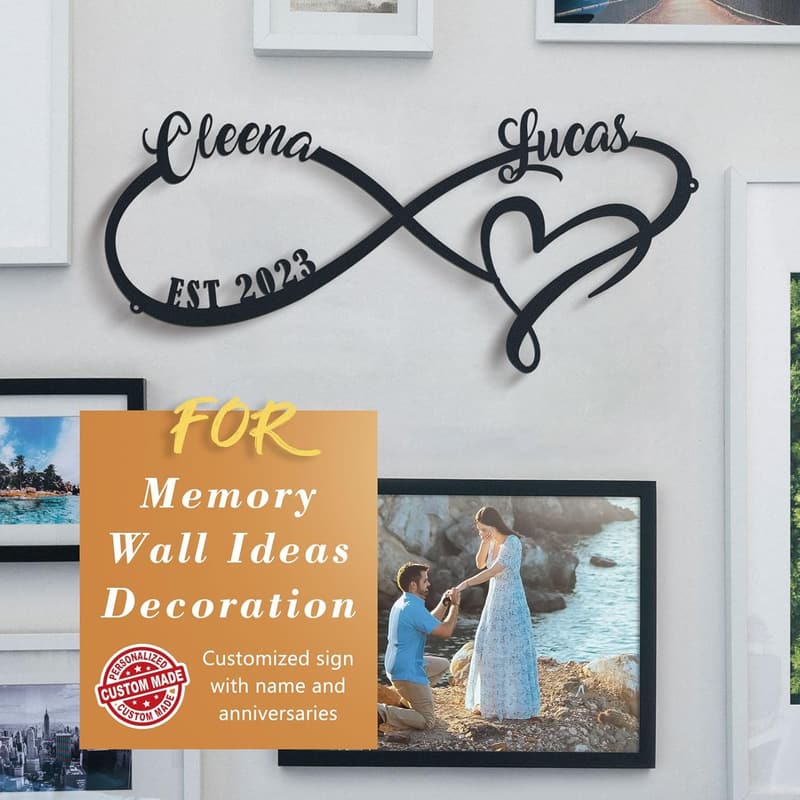 Personalized Couples Metal Sign - Infinity Heart Wall Decor