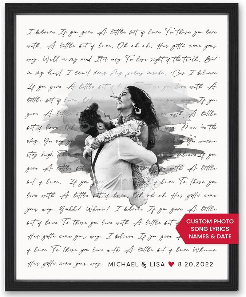 Custom Song Lyrics Wall Art - Anniversary Gift for Couples