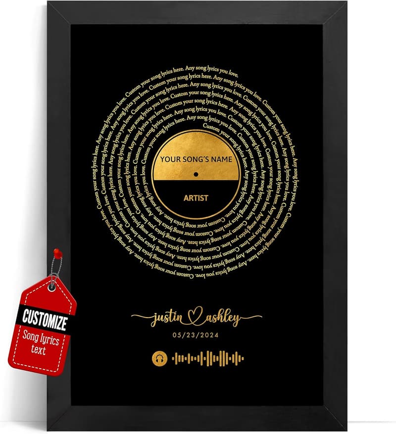 Anniversary Personalized Song Lyrics Wall Art for Couples