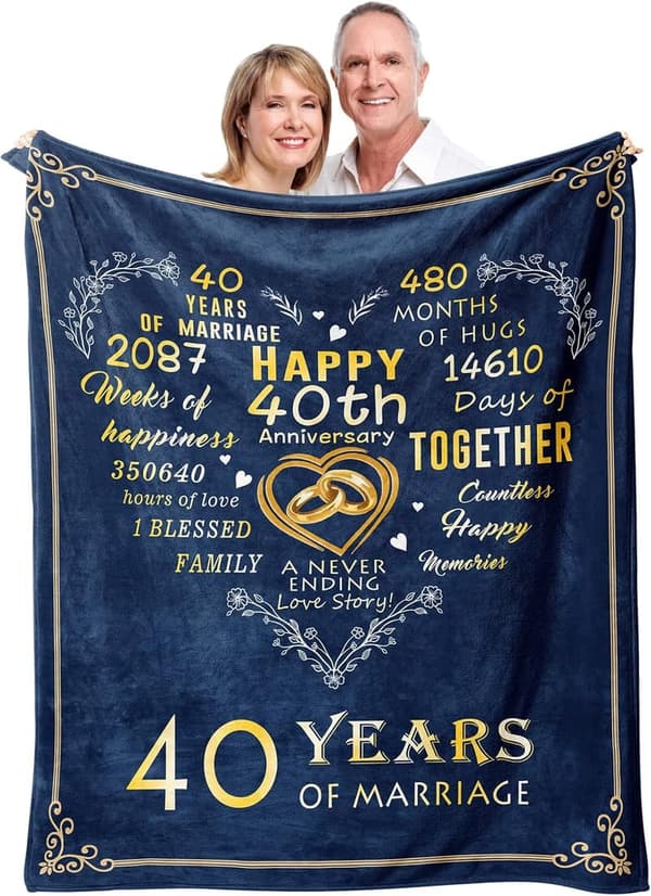 40th Wedding Anniversary Throw Blanket for Couples - 50