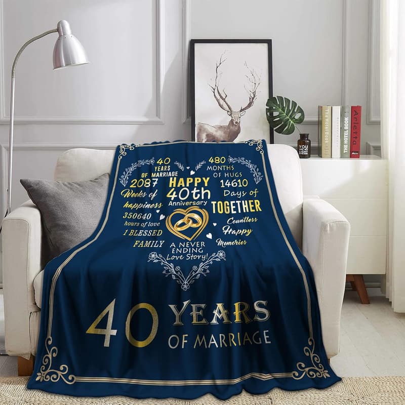 40th Wedding Anniversary Throw Blanket for Couples - 50