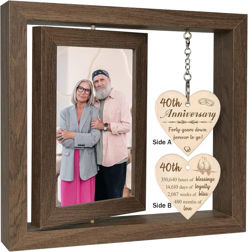 40th Anniversary Picture Frame for Couples - Holds Two 4x6 Photos
