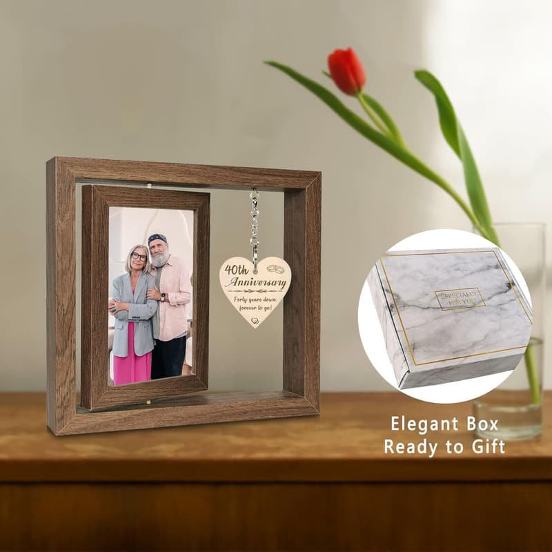 40th Anniversary Picture Frame for Couples - Holds Two 4x6 Photos