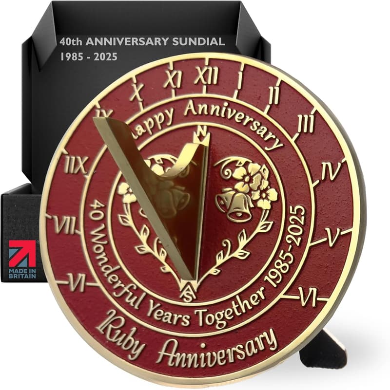 40th Anniversary Handmade Sundial Gift in Recycled Metal