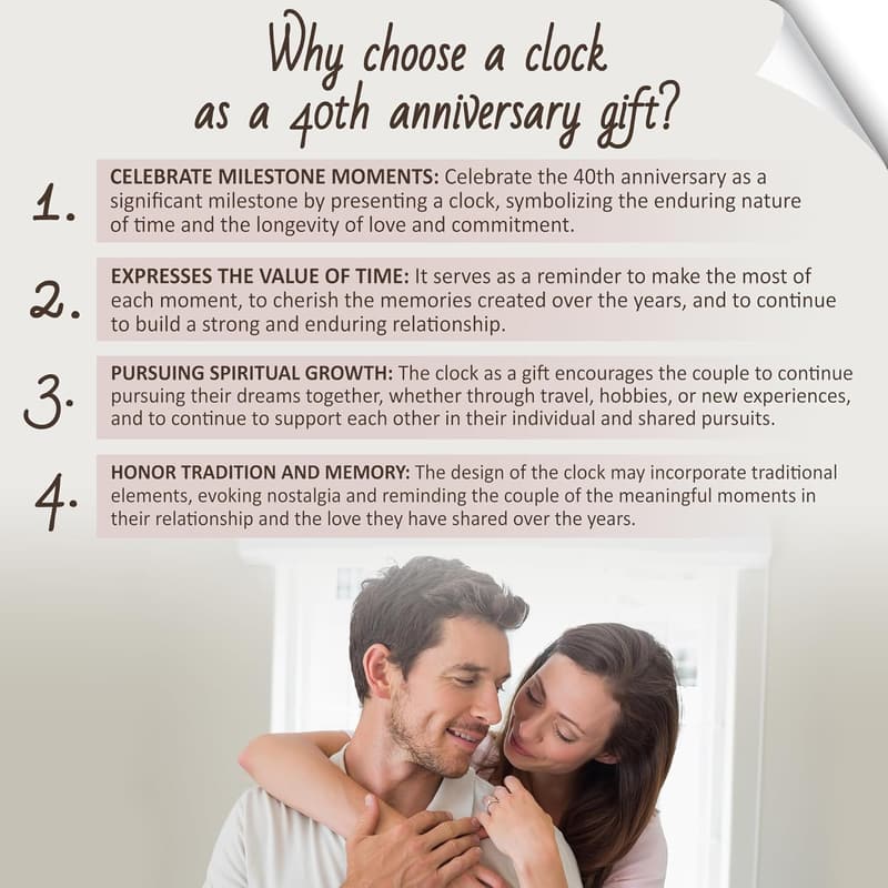 40th Anniversary LED Wooden Clock for Couples' Bedroom Decor