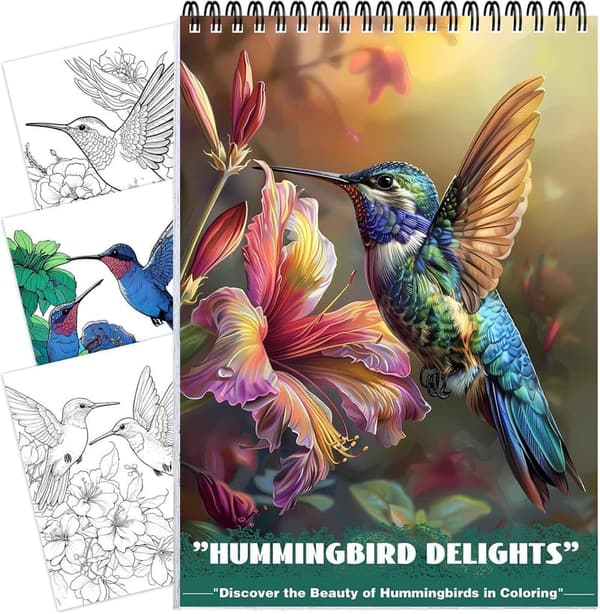 Hummingbird Adult Coloring Book - Spiral Bound for Relaxation