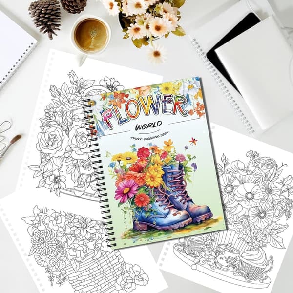 Adult Coloring Book Set: Flower, Whimsical & Fantasy Themes