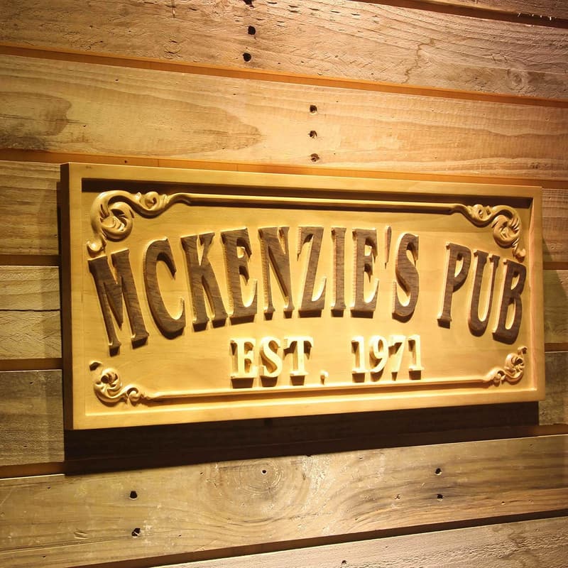 Personalized Wooden Pub Bar Sign - Large Engraved Decoration