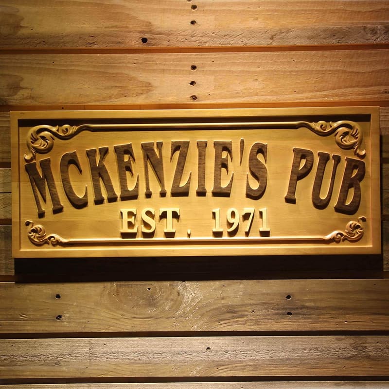 Personalized Wooden Pub Bar Sign - Large Engraved Decoration