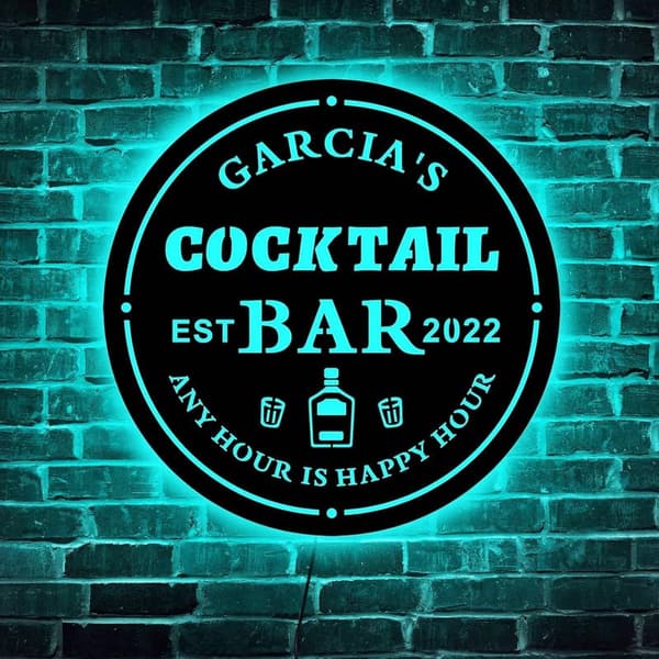 Personalized Neon Bar Sign - Custom LED Home Bar Decor