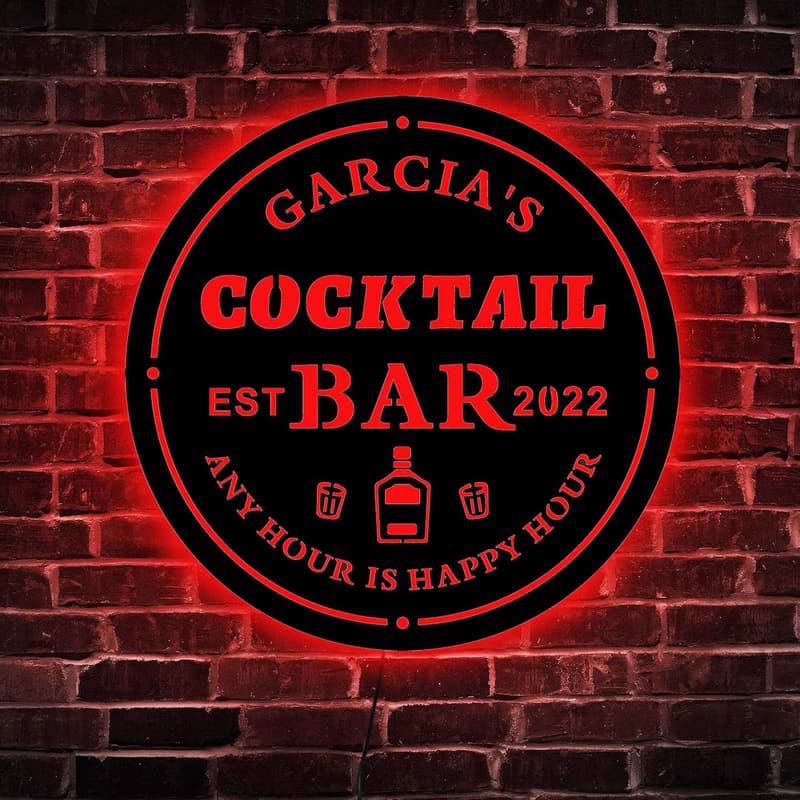 Personalized Neon Bar Sign - Custom LED Home Bar Decor
