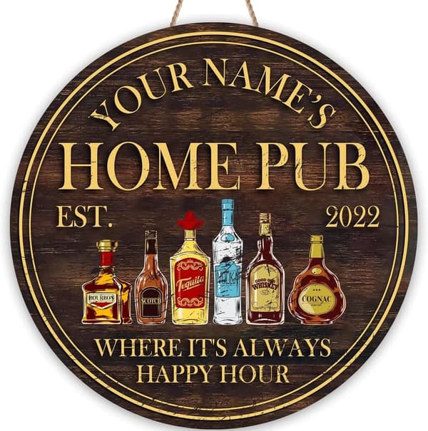 Custom Rustic Wood Bar Sign for Man Cave Decor