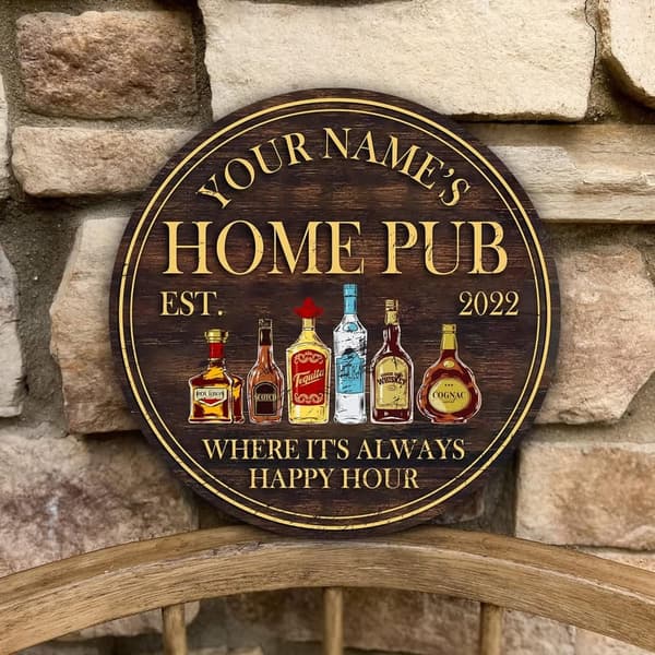 Custom Rustic Wood Bar Sign for Man Cave Decor