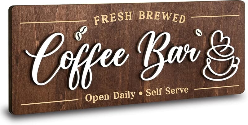 Vintage Coffee Bar Wall Decor Sign for Kitchen