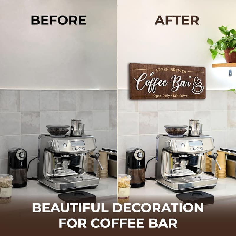 Vintage Coffee Bar Wall Decor Sign for Kitchen