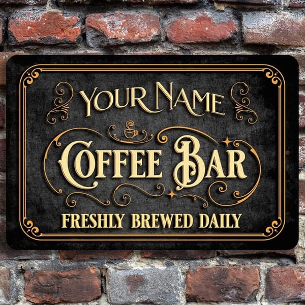 Personalized Vintage Coffee Bar Sign (12 x 18)