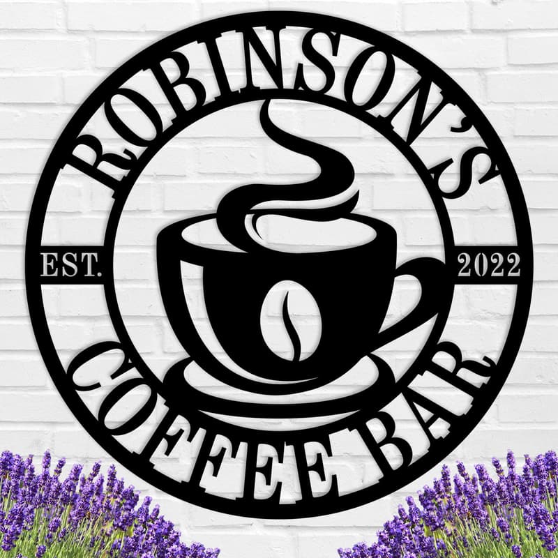 Personalized Coffee Bar Sign for Kitchen Decor