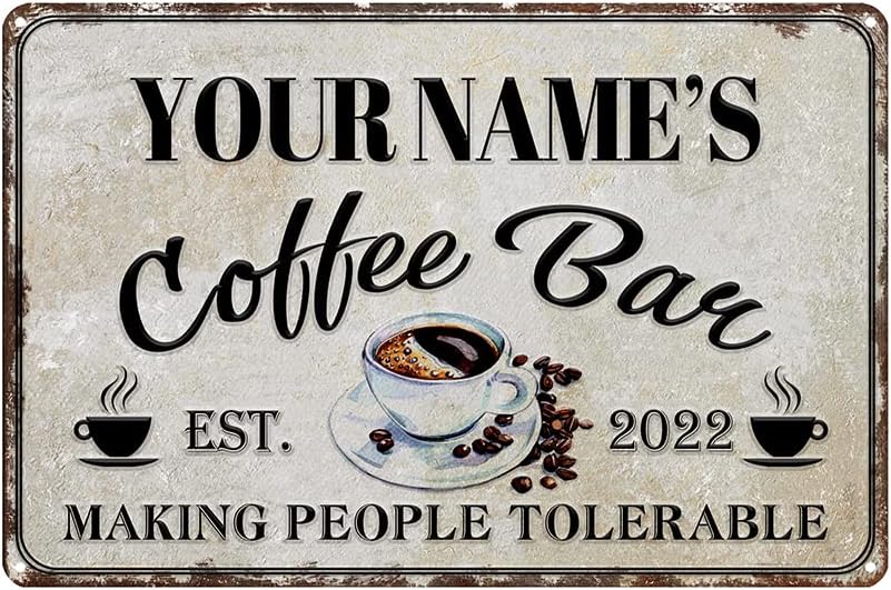 Personalized Retro Coffee Bar Aluminum Sign
