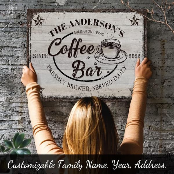 Customizable Coffee Bar Canvas Sign - Vintage Wall Art, 24x36 Inch