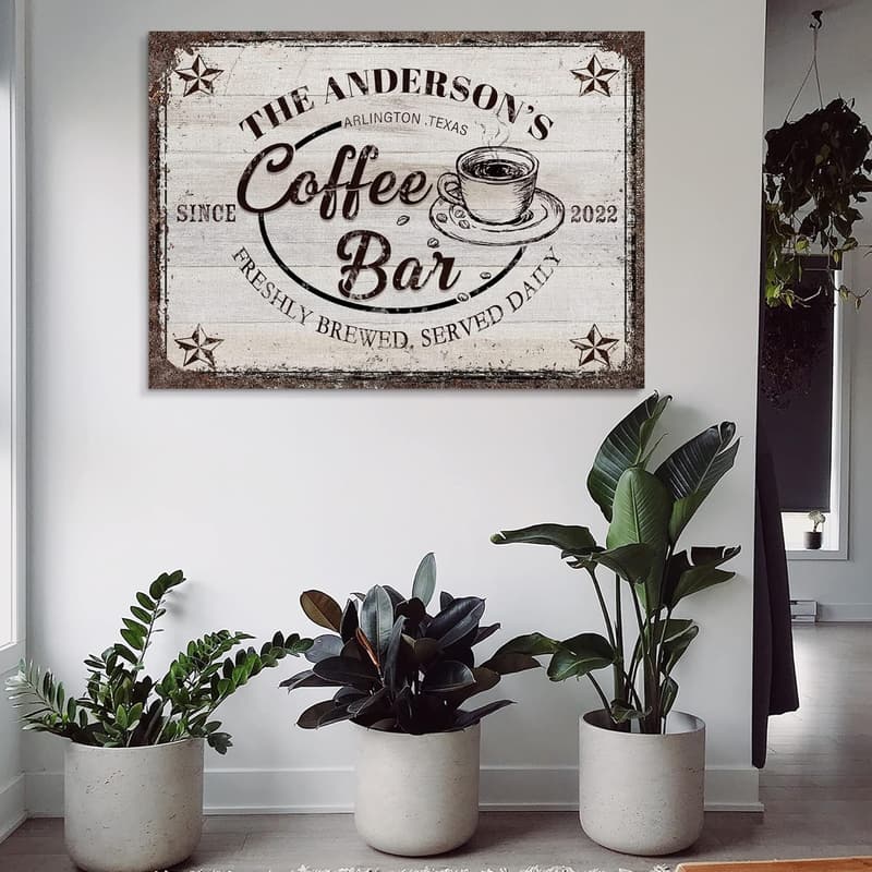 Customizable Coffee Bar Canvas Sign - Vintage Wall Art, 24x36 Inch