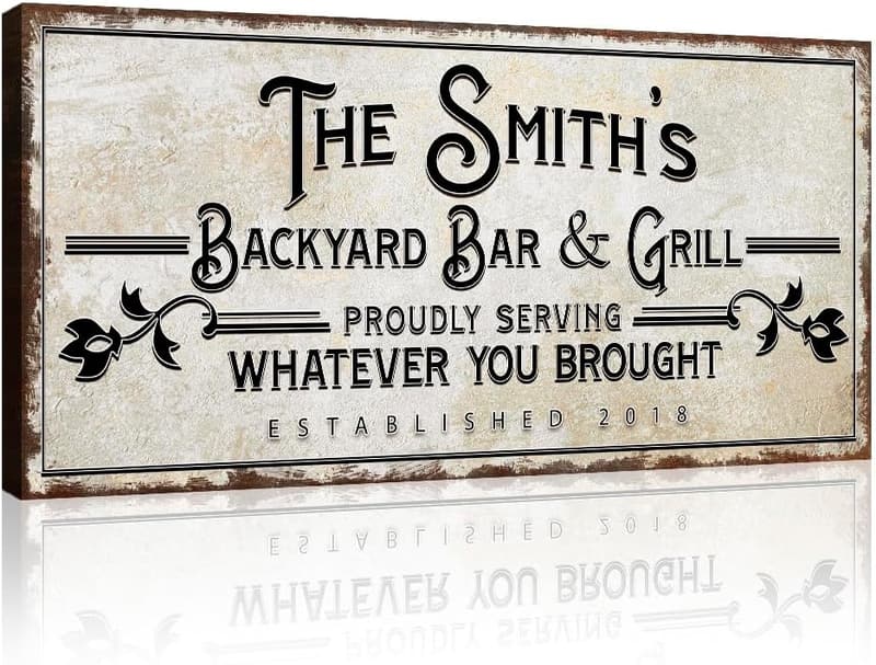 Custom Canvas Bar Sign - Personalized Decor for Man Cave, 20x10in