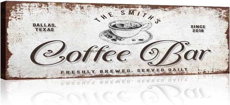 Personalized Rustic Coffee Bar Sign - Custom Wall Art Decor
