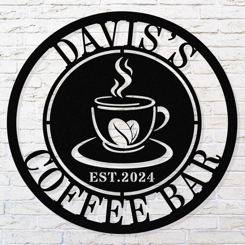 Custom Metal Coffee Bar Sign - Personalized Wall Art Decor