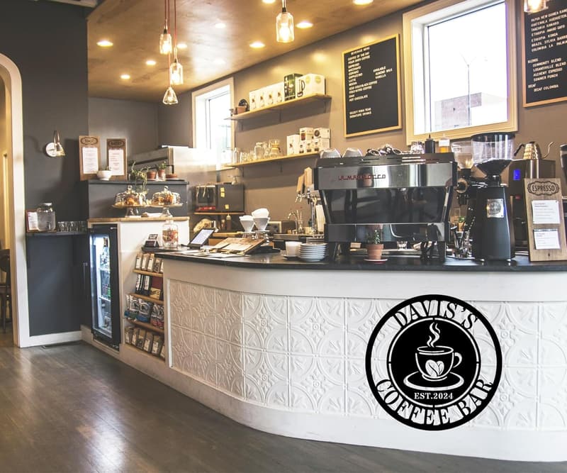Custom Metal Coffee Bar Sign - Personalized Wall Art Decor