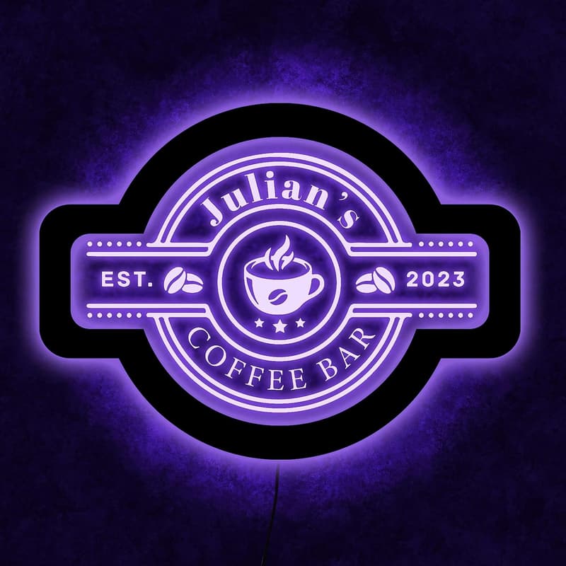 Personalized LED Coffee Bar Sign for Kitchen Decor
