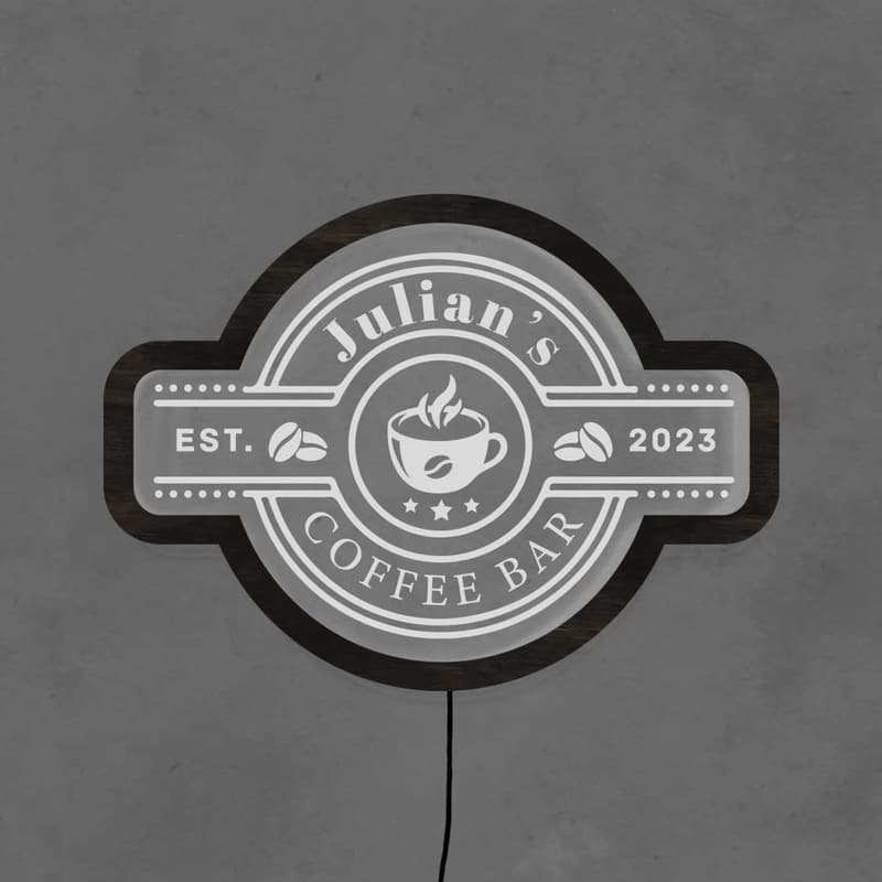 Personalized LED Coffee Bar Sign for Kitchen Decor