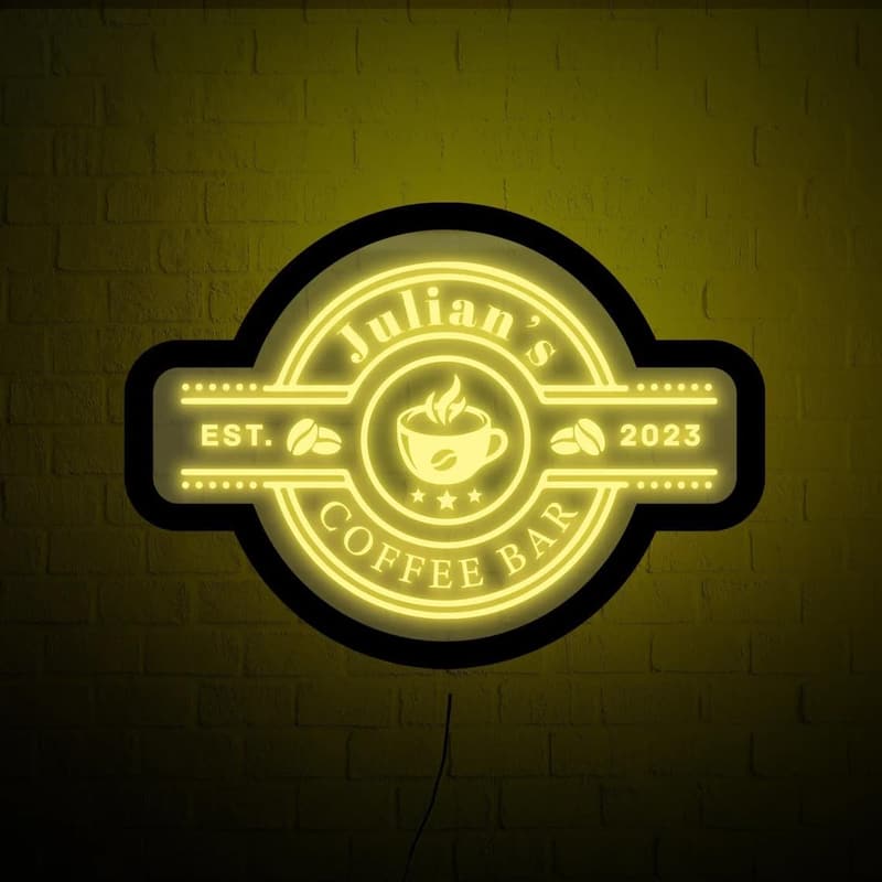 Personalized LED Coffee Bar Sign for Kitchen Decor