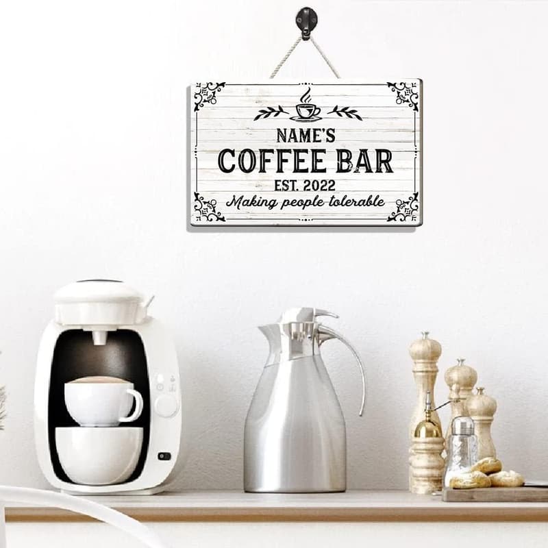 Personalized Coffee Bar Sign - Custom Kitchen Decor, Gift for Coffee Lovers