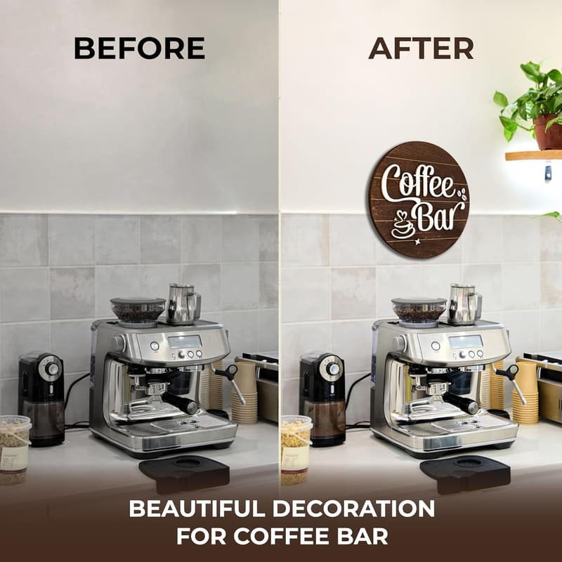 Vintage Coffee Bar Sign - 10'' Wall Decor for Kitchen
