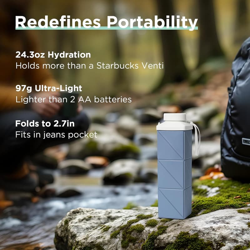 Leakproof BPA-Free Collapsible Water Bottle - 24.3oz, Blue