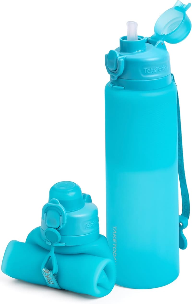 Collapsible 32oz Travel Water Bottle - BPA-Free Silicone, Leakproof