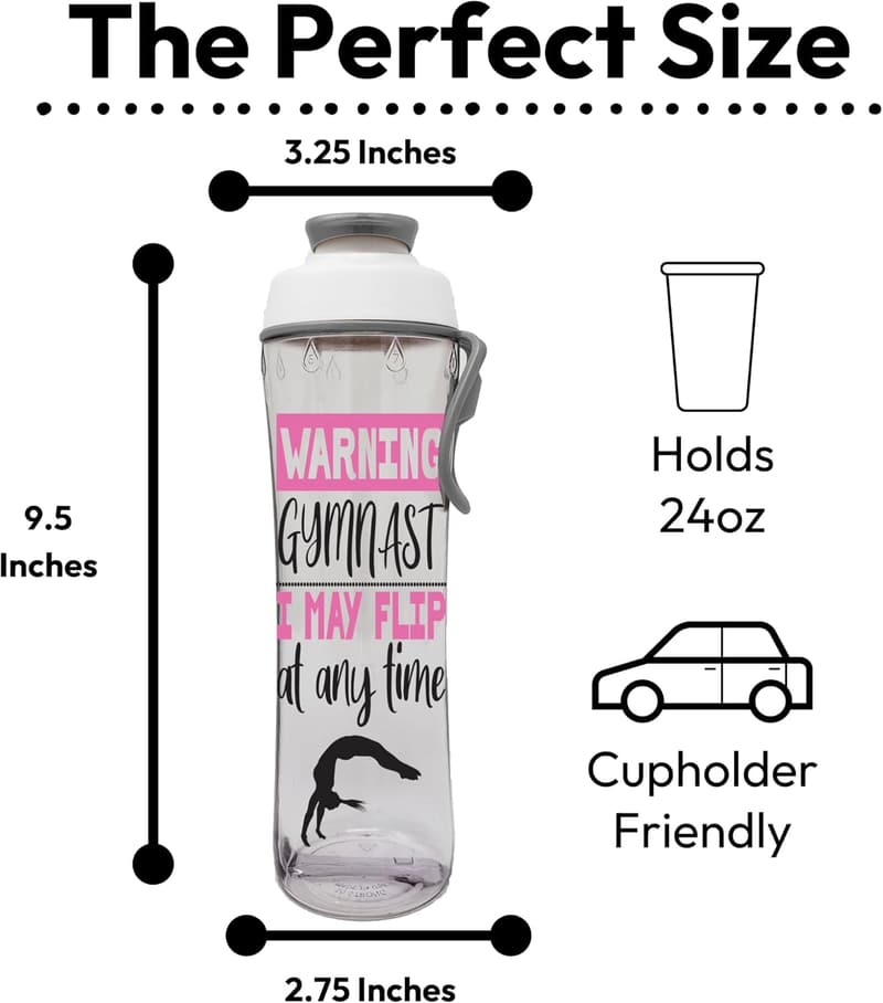 24oz BPA-Free Gymnastics Water Bottle with Chug Cap & Loop