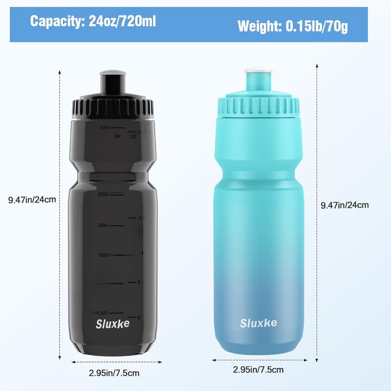 24oz BPA-Free Cycling Water Bottle 2-Pack, Lightweight