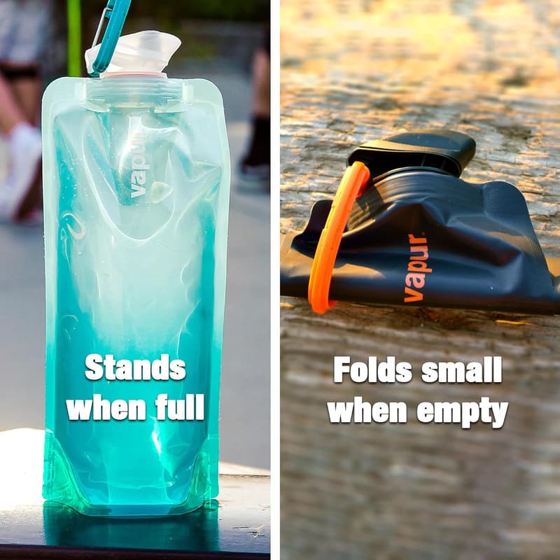Compact 34 Oz Collapsible Water Bottle Set for Travel & Hiking