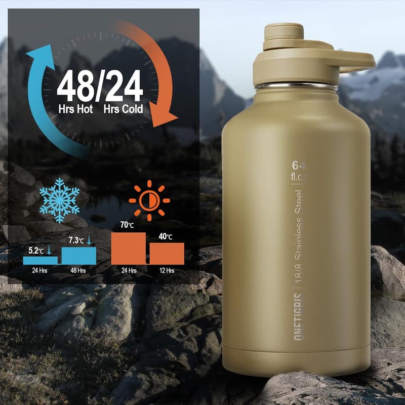Tactical 64 oz Stainless Steel Water Bottle for Outdoors
