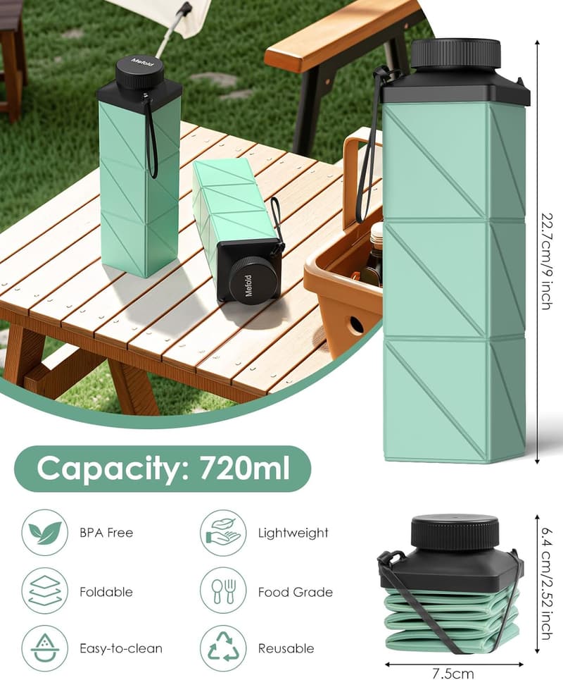 Lightweight Leakproof BPA-Free Collapsible Water Bottle - 720ml