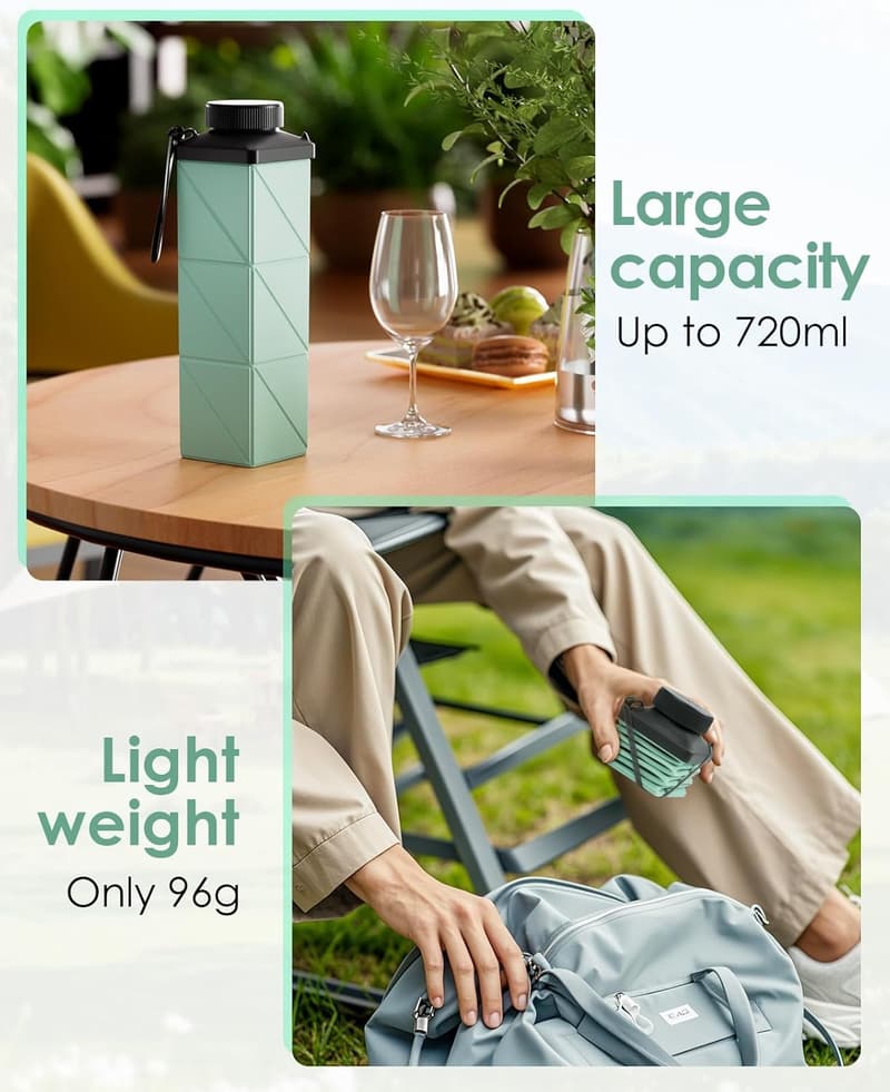 Lightweight Leakproof BPA-Free Collapsible Water Bottle - 720ml